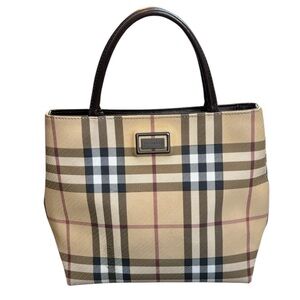 Burberry Nova Check Handbag Vintage Tan and Black Checkered Tote